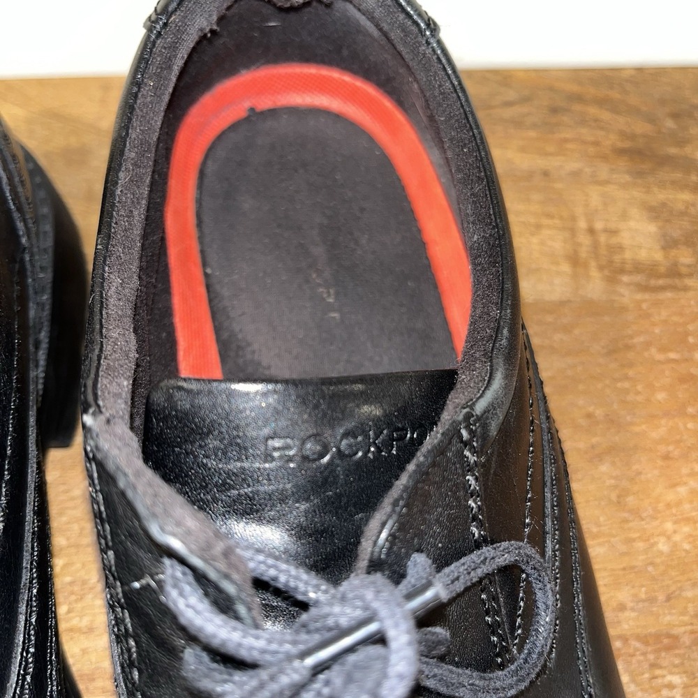 Rockport Margin Oxford Mens 11W Black Leather Dress Shoes Comfort Pls Read - Picture 9 of 12